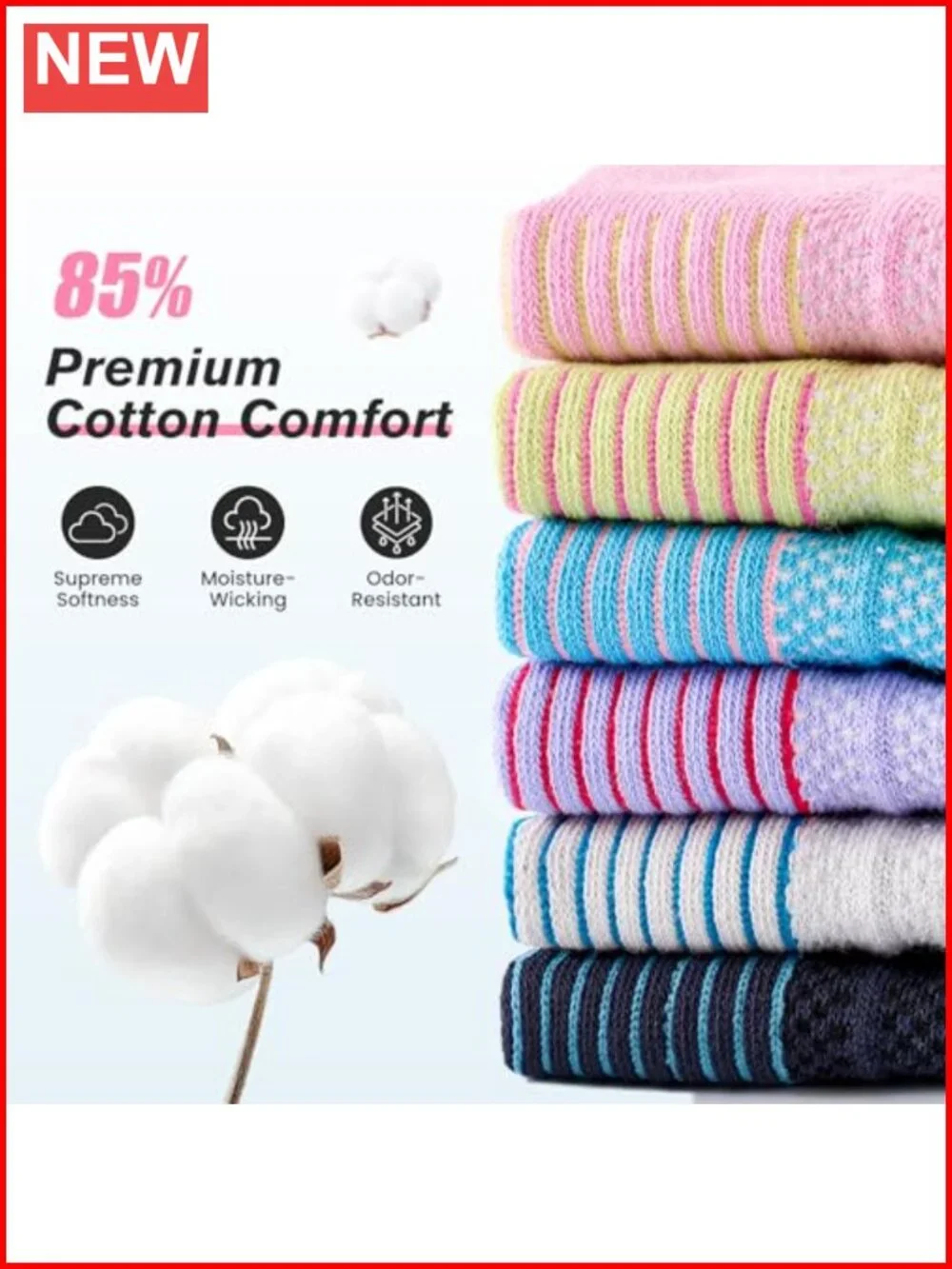 Cotton Cushioned Athletic Running Socks - Low Cut Ankle Socks for Women (6